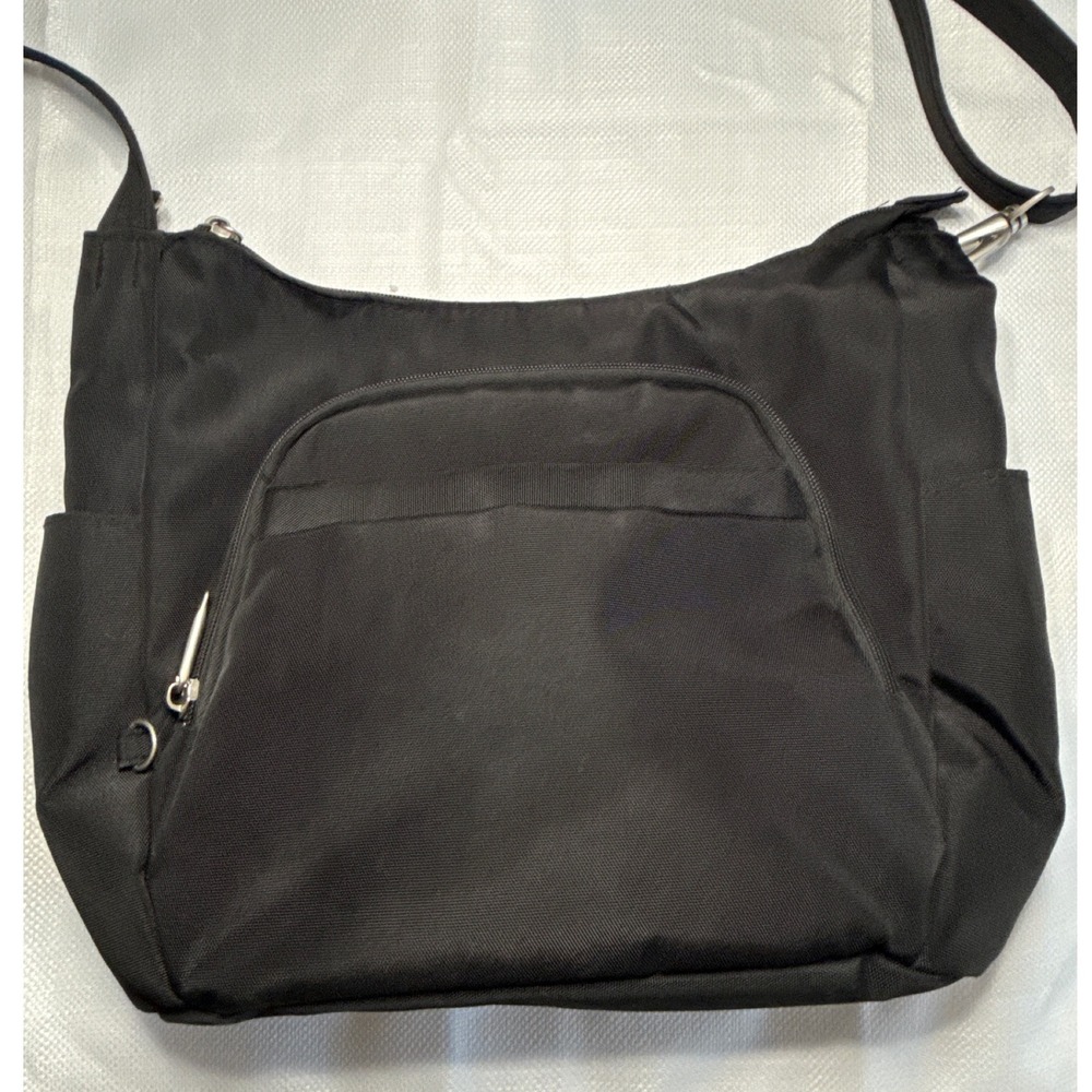Travelon Anti-Theft Classic Messenger Bag Black Nylon Crossbody Travel Purse - Picture 3 of 9